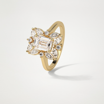 Emerald Cluster Lab Grown Diamond Engagement Ring