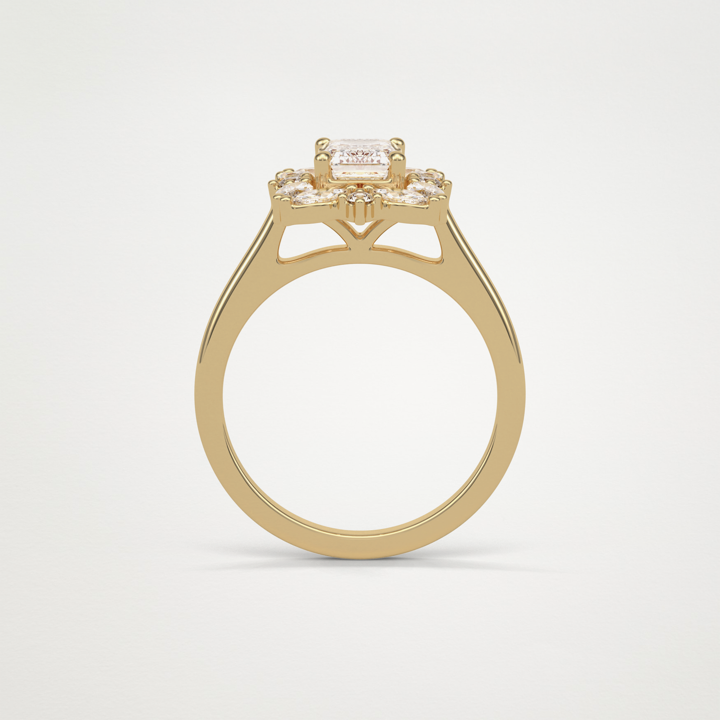 Emerald Cluster Lab Grown Diamond Engagement Ring