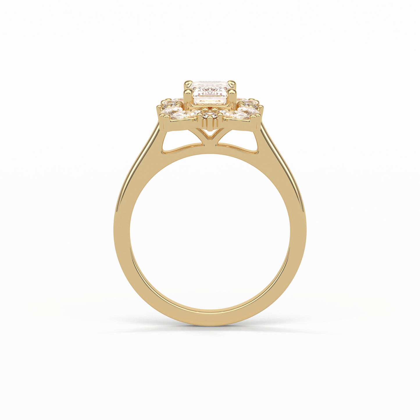 Emerald Cluster Lab Grown Diamond Engagement Ring