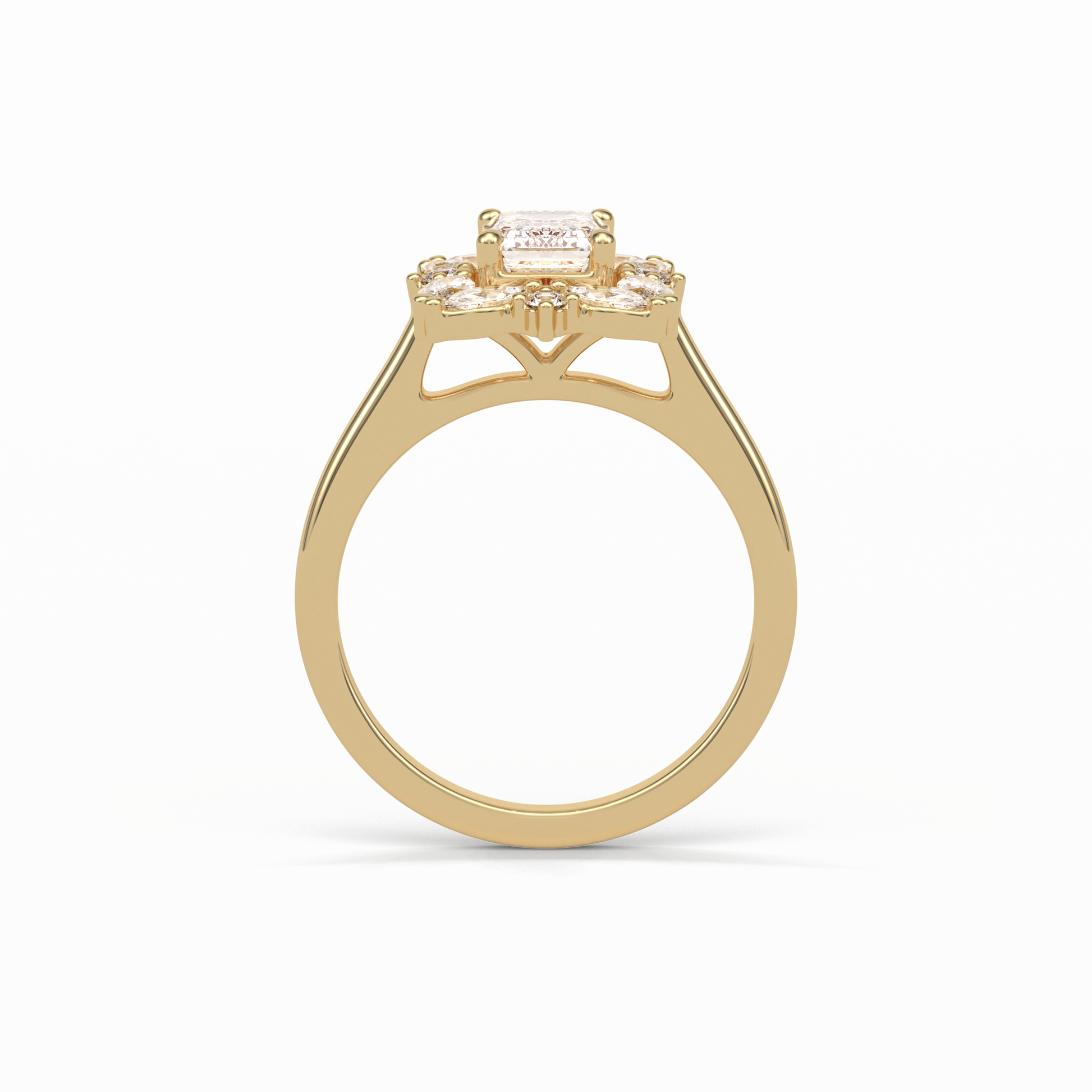Emerald Cluster Lab Grown Diamond Engagement Ring