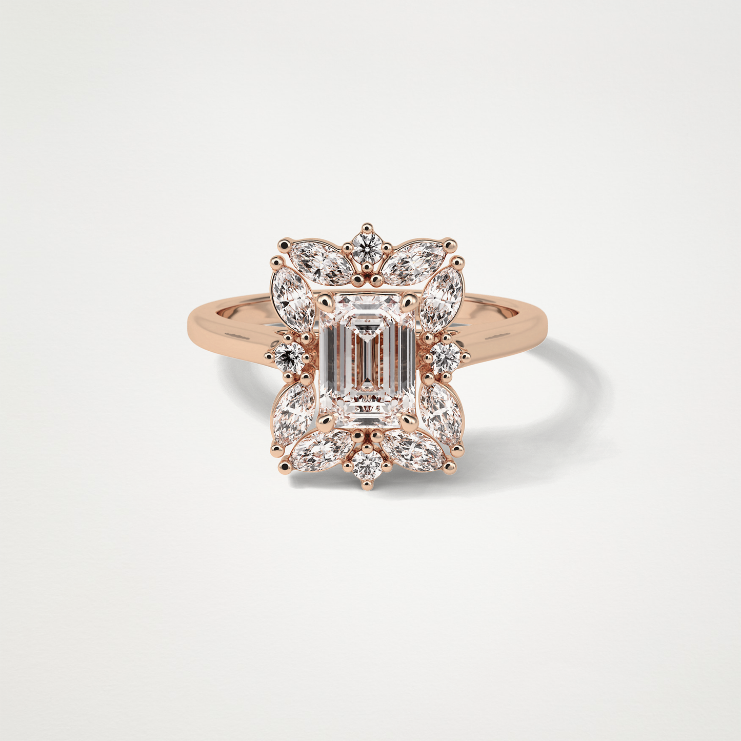 Emerald Cluster Lab Grown Diamond Engagement Ring