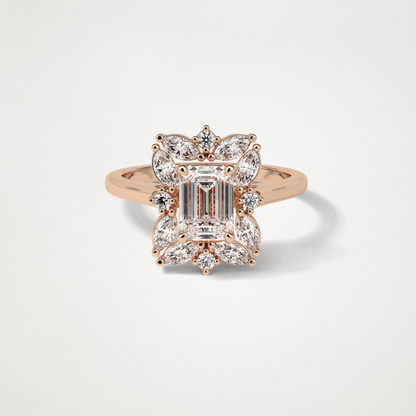 Emerald Cluster Lab Grown Diamond Engagement Ring