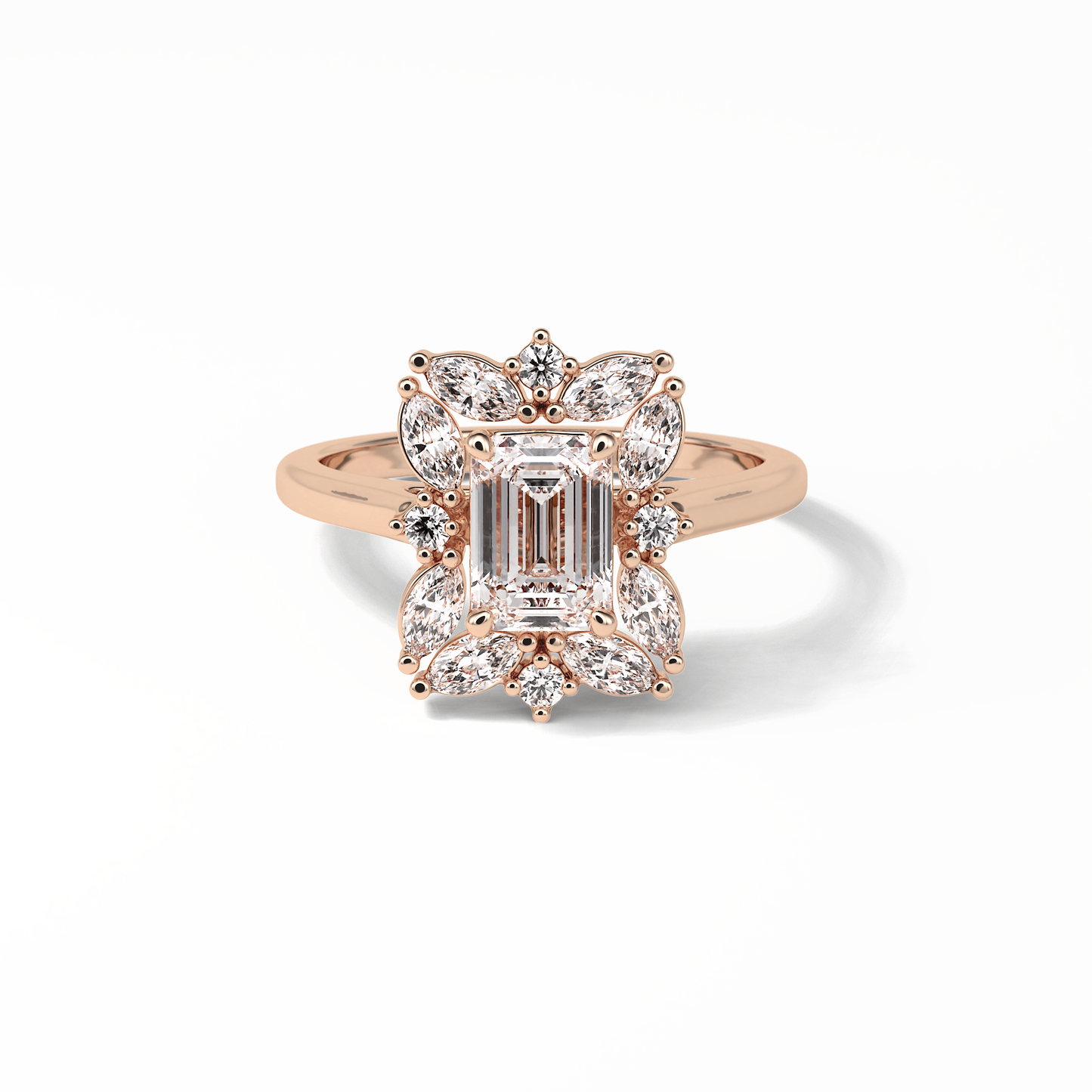 Emerald Cluster Lab Grown Diamond Engagement Ring