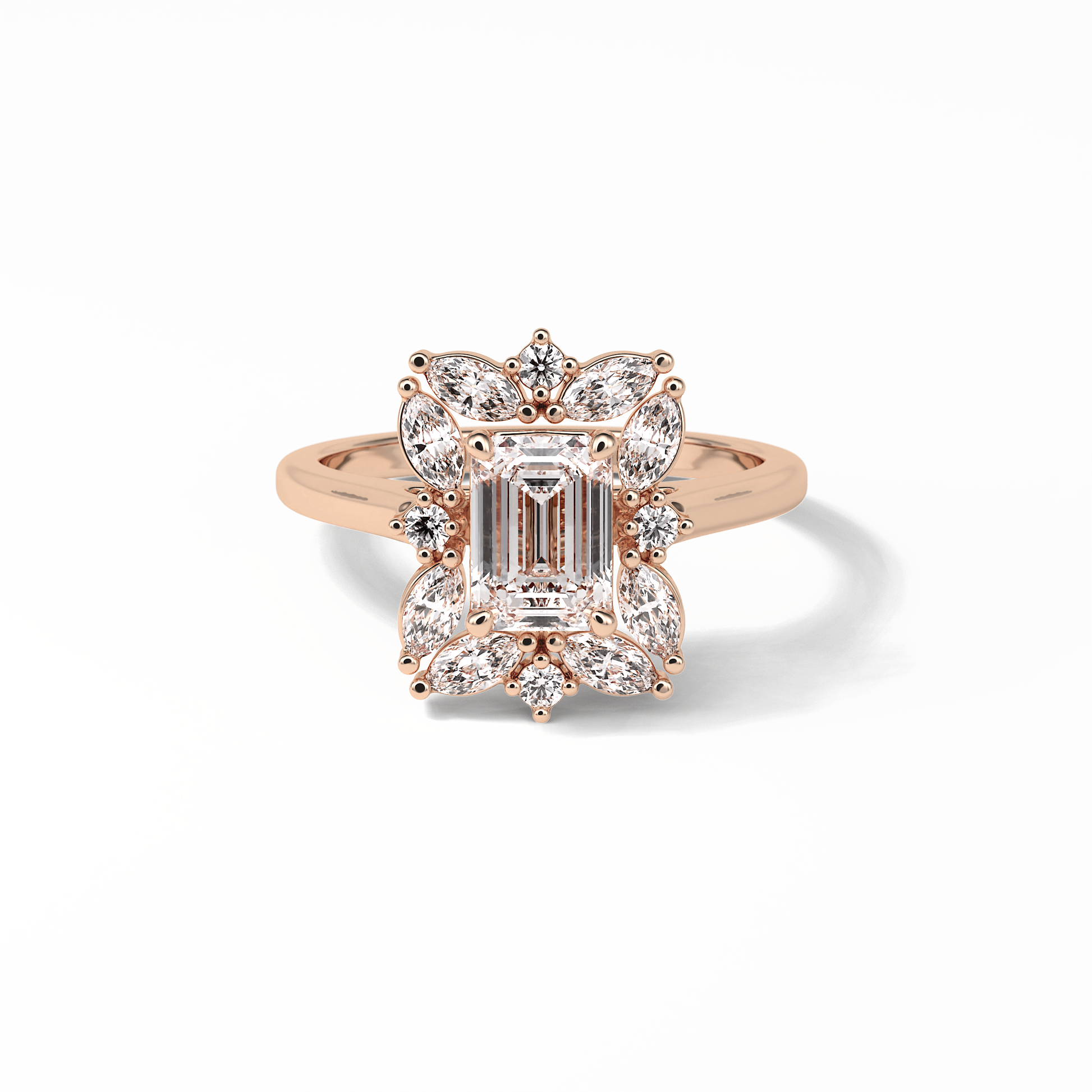Emerald Cluster Lab Grown Diamond Engagement Ring