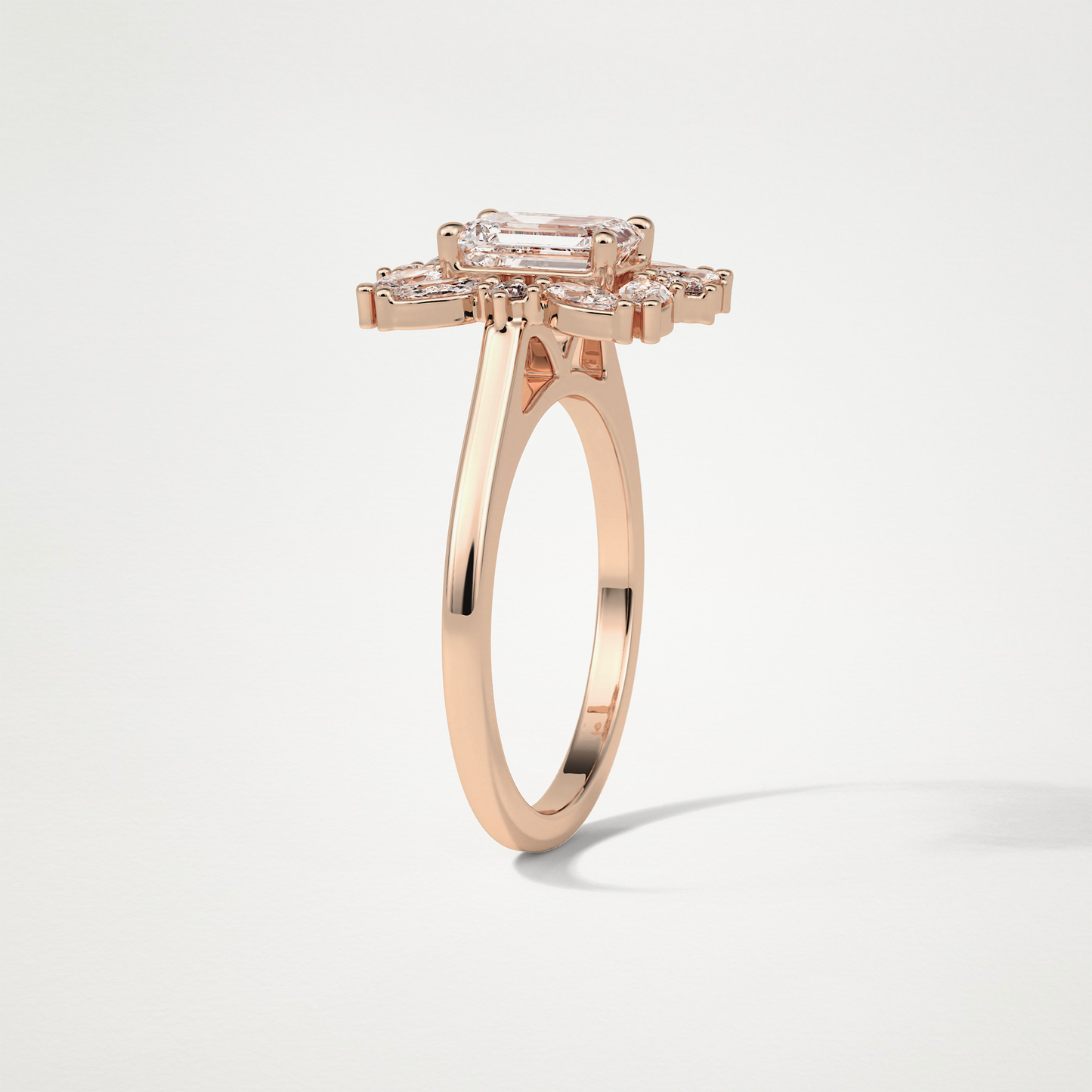 Emerald Cluster Lab Grown Diamond Engagement Ring