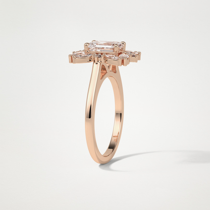 Emerald Cluster Lab Grown Diamond Engagement Ring