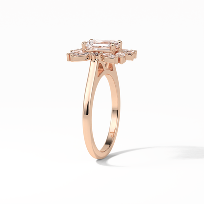 Emerald Cluster Lab Grown Diamond Engagement Ring