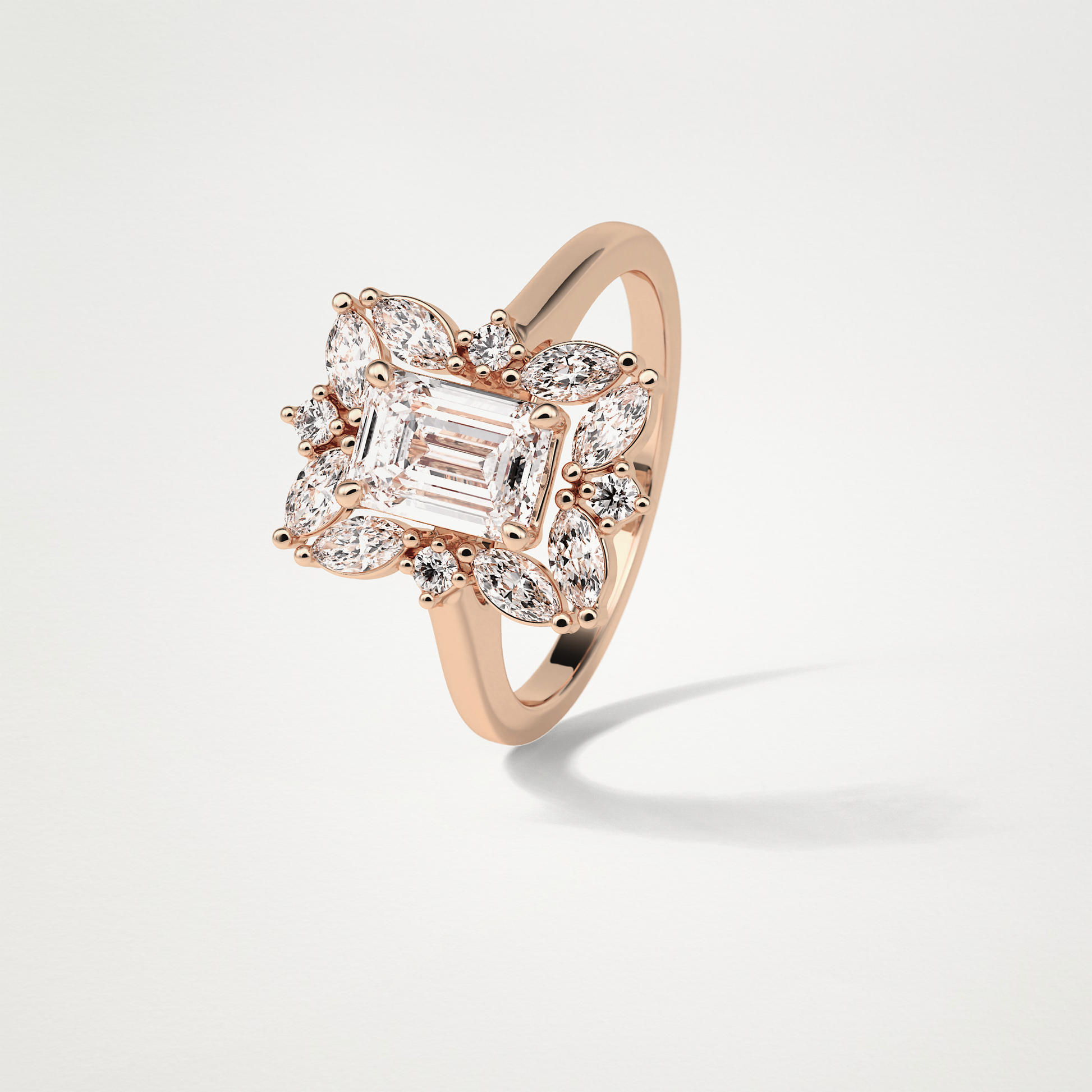 Emerald Cluster Lab Grown Diamond Engagement Ring