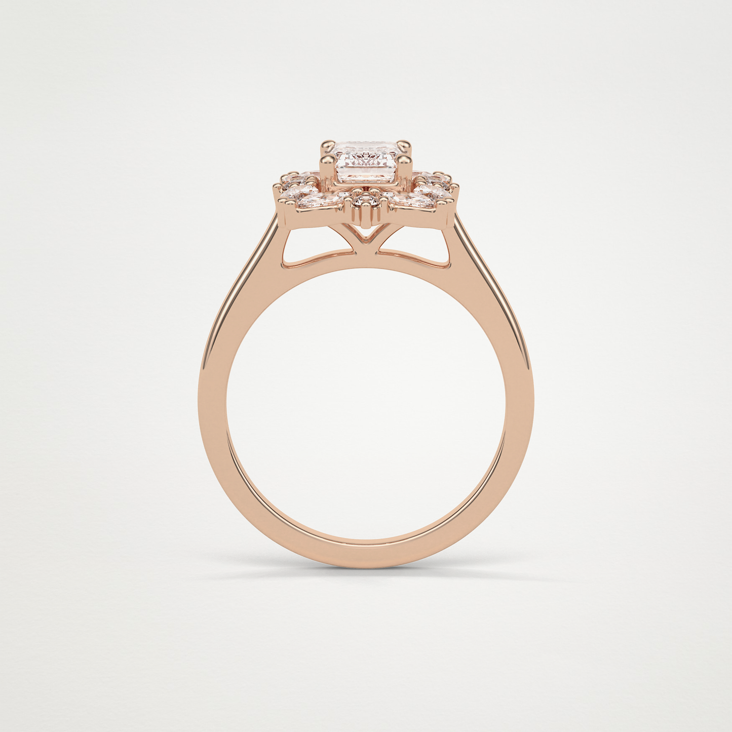 Emerald Cluster Lab Grown Diamond Engagement Ring