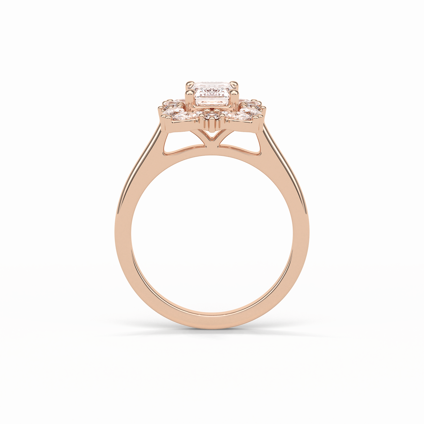 Emerald Cluster Lab Grown Diamond Engagement Ring
