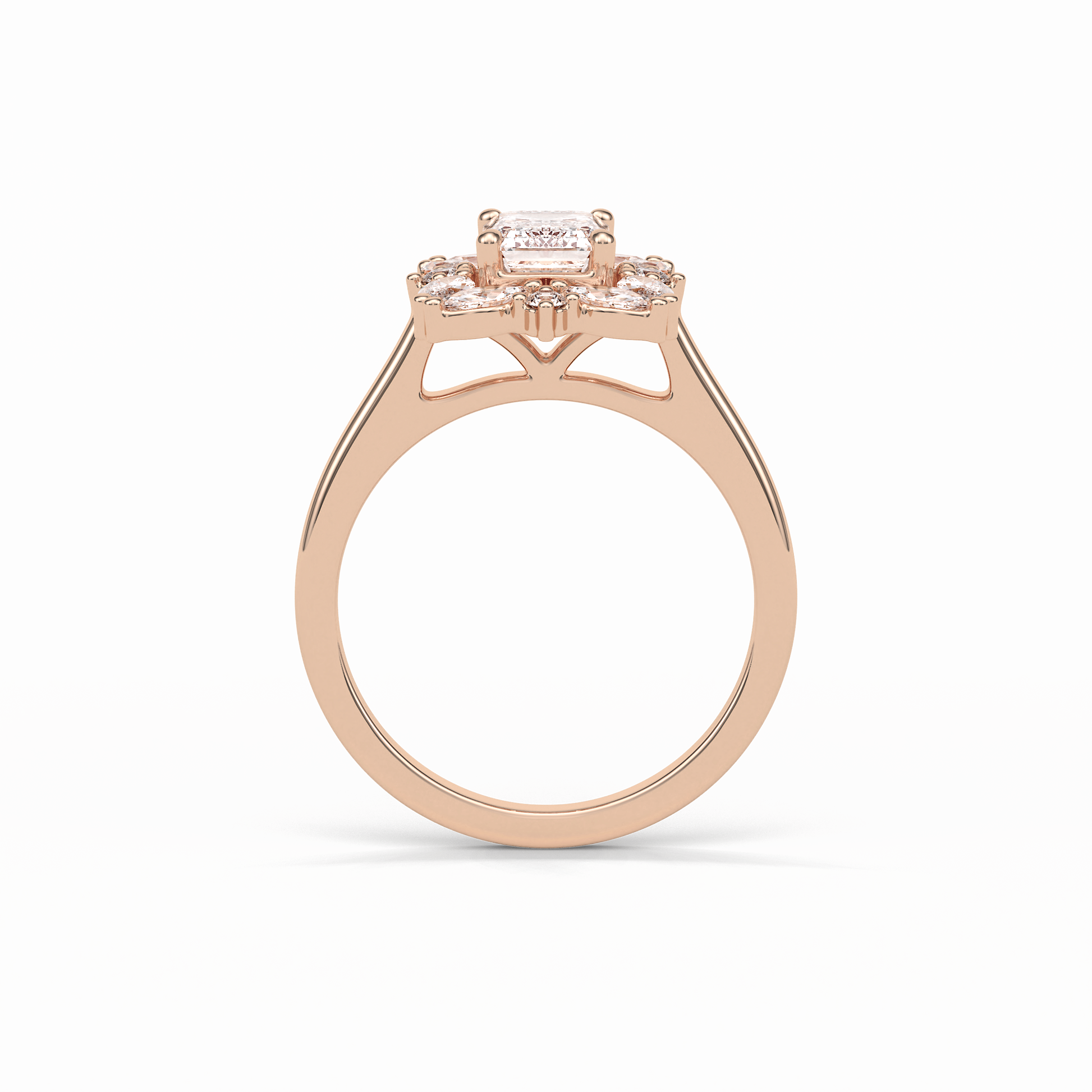 Emerald Cluster Lab Grown Diamond Engagement Ring