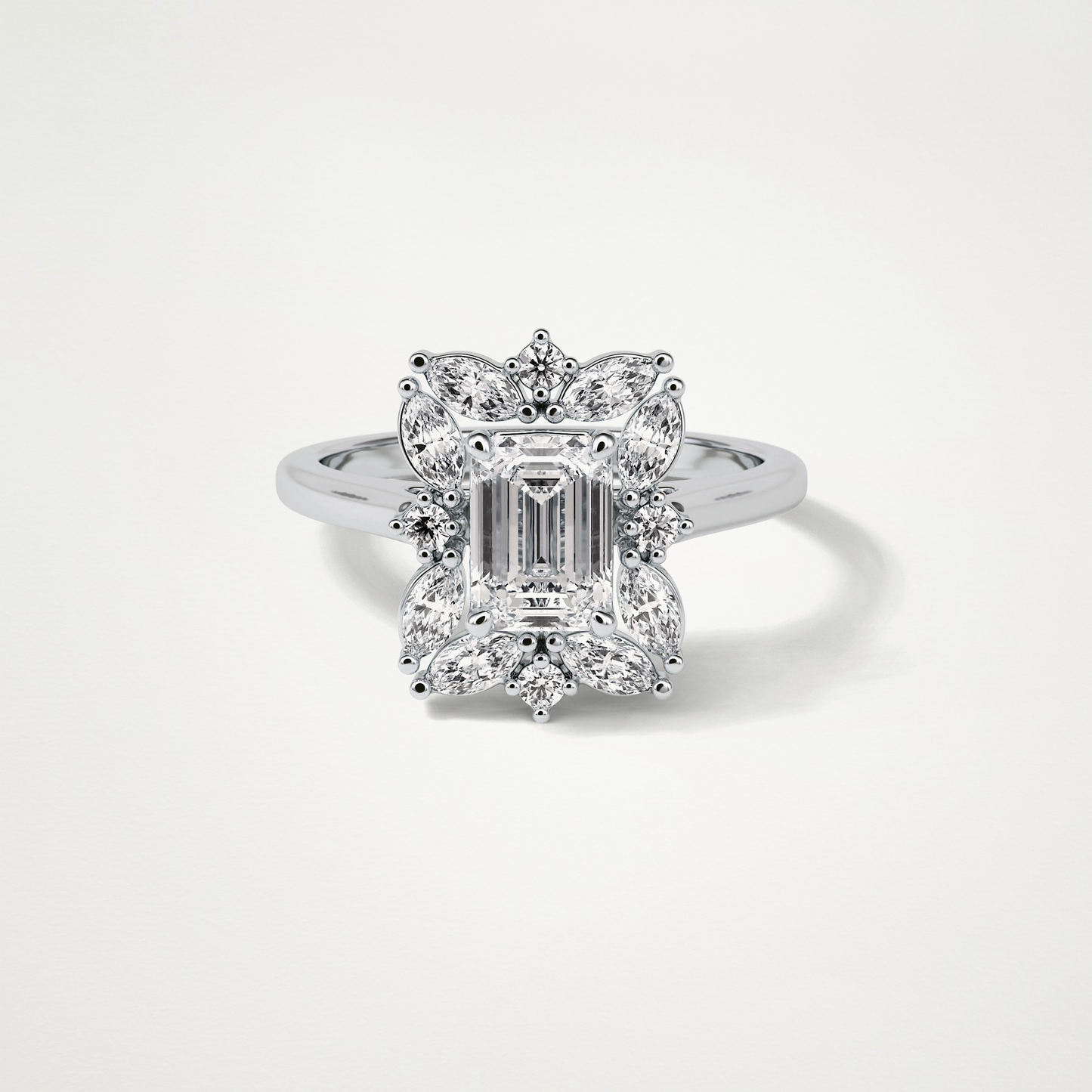 Emerald Cluster Lab Grown Diamond Engagement Ring