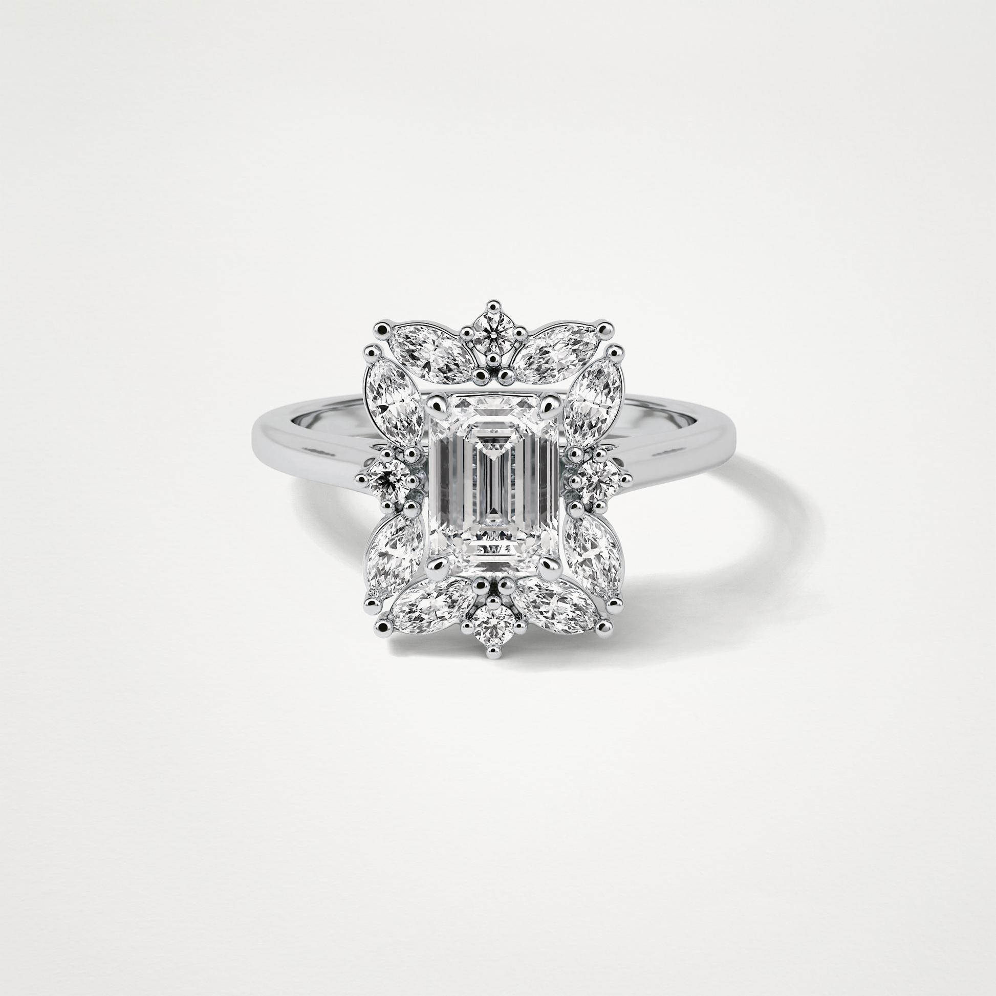 Emerald Cluster Lab Grown Diamond Engagement Ring
