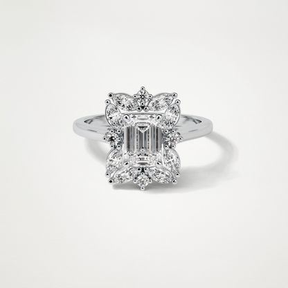Emerald Cluster Lab Grown Diamond Engagement Ring