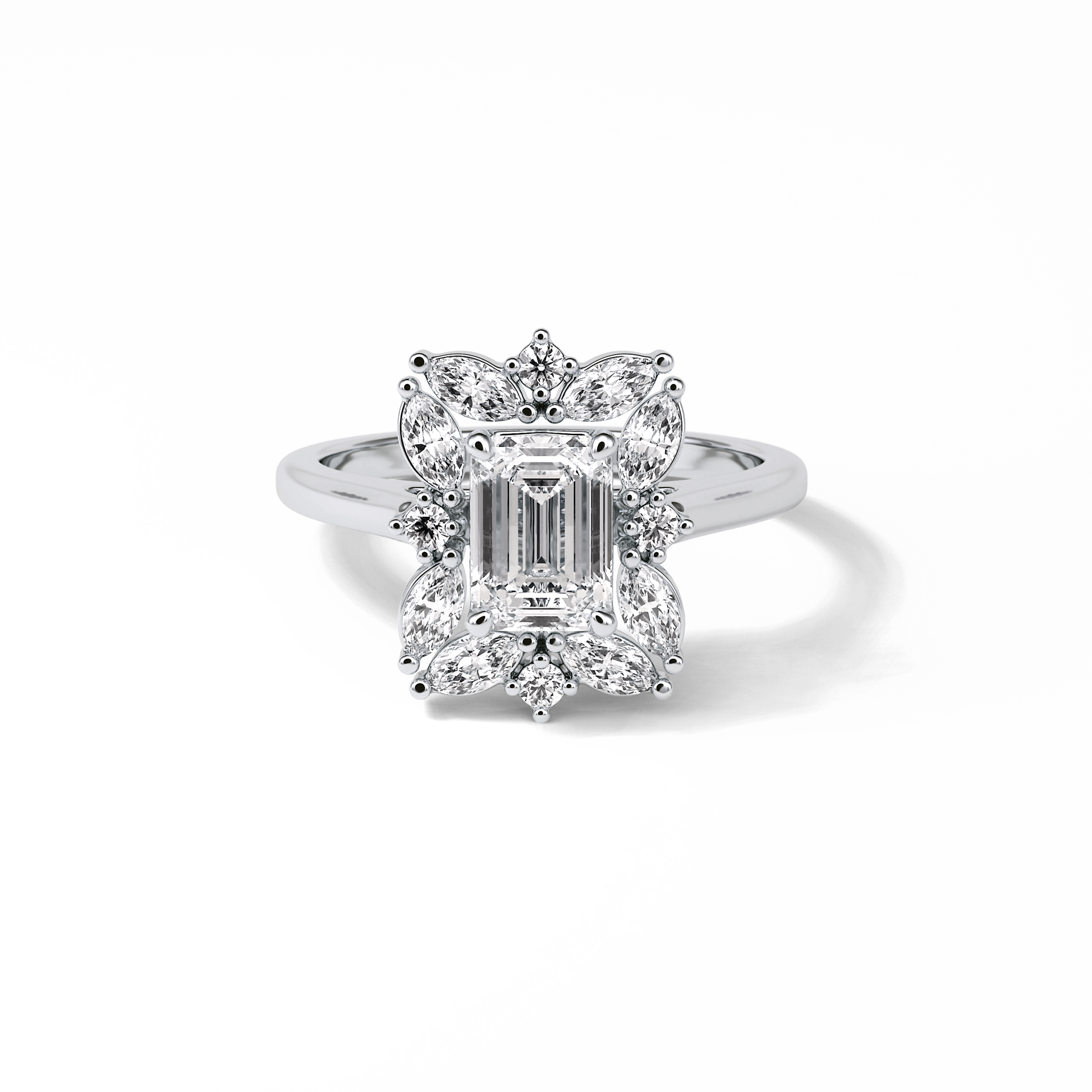 Emerald Cluster Lab Grown Diamond Engagement Ring