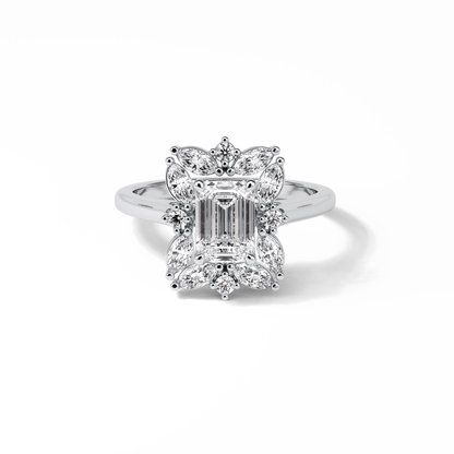 Emerald Cluster Lab Grown Diamond Engagement Ring