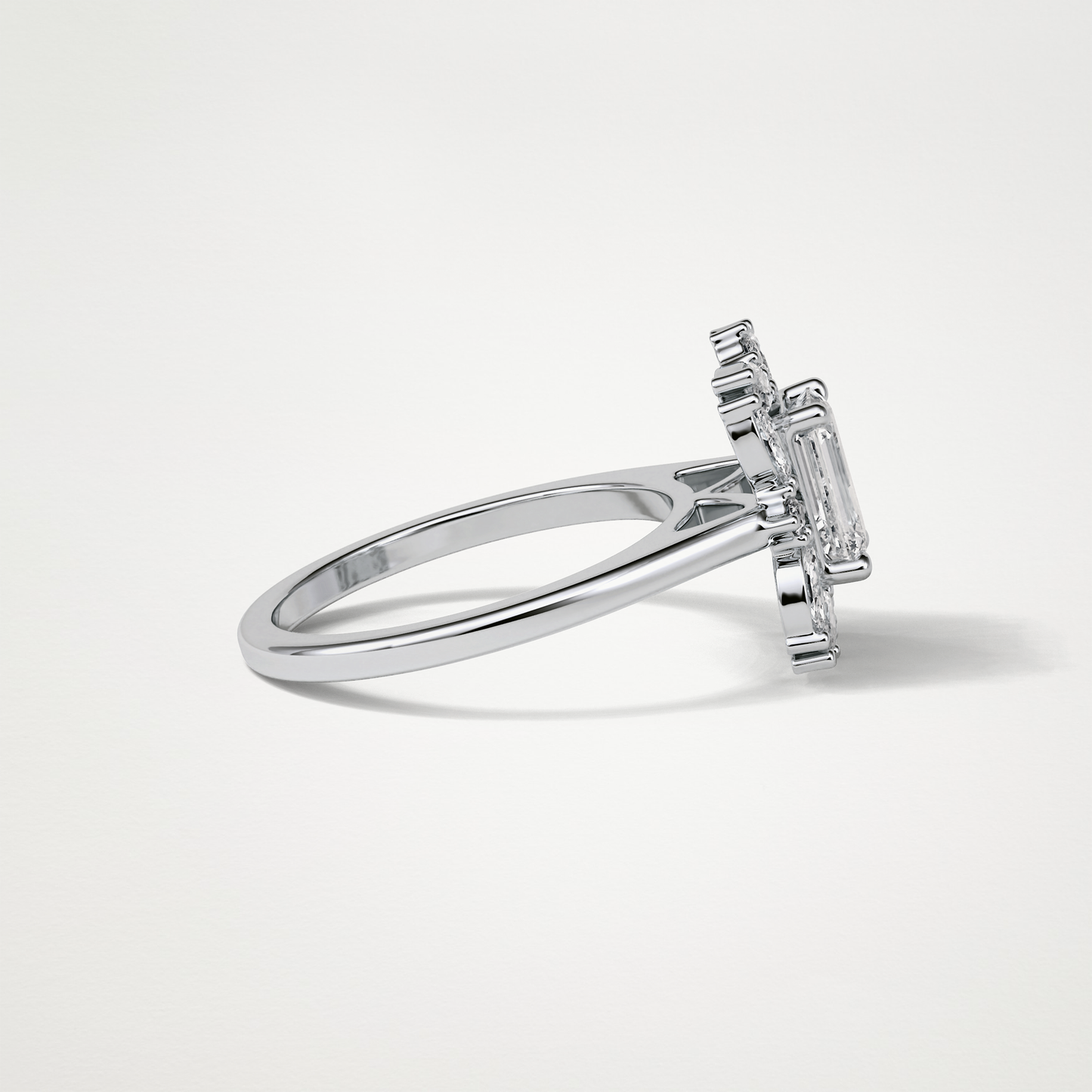 Emerald Cluster Lab Grown Diamond Engagement Ring