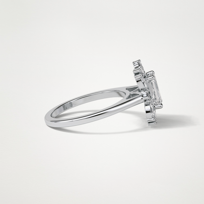 Emerald Cluster Lab Grown Diamond Engagement Ring