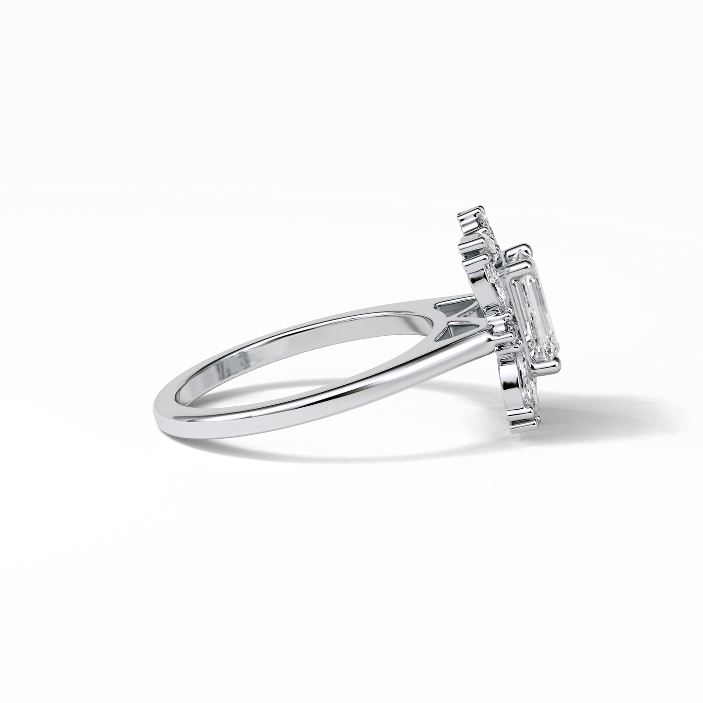 Emerald Cluster Lab Grown Diamond Engagement Ring