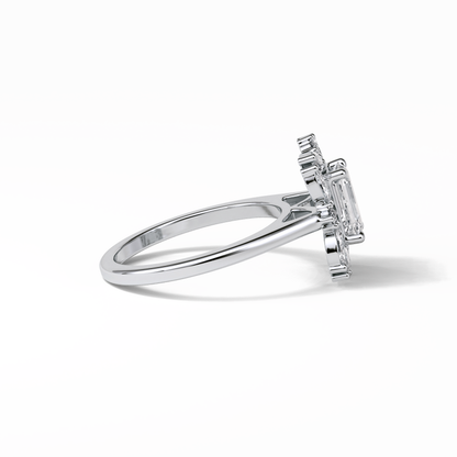 Emerald Cluster Lab Grown Diamond Engagement Ring