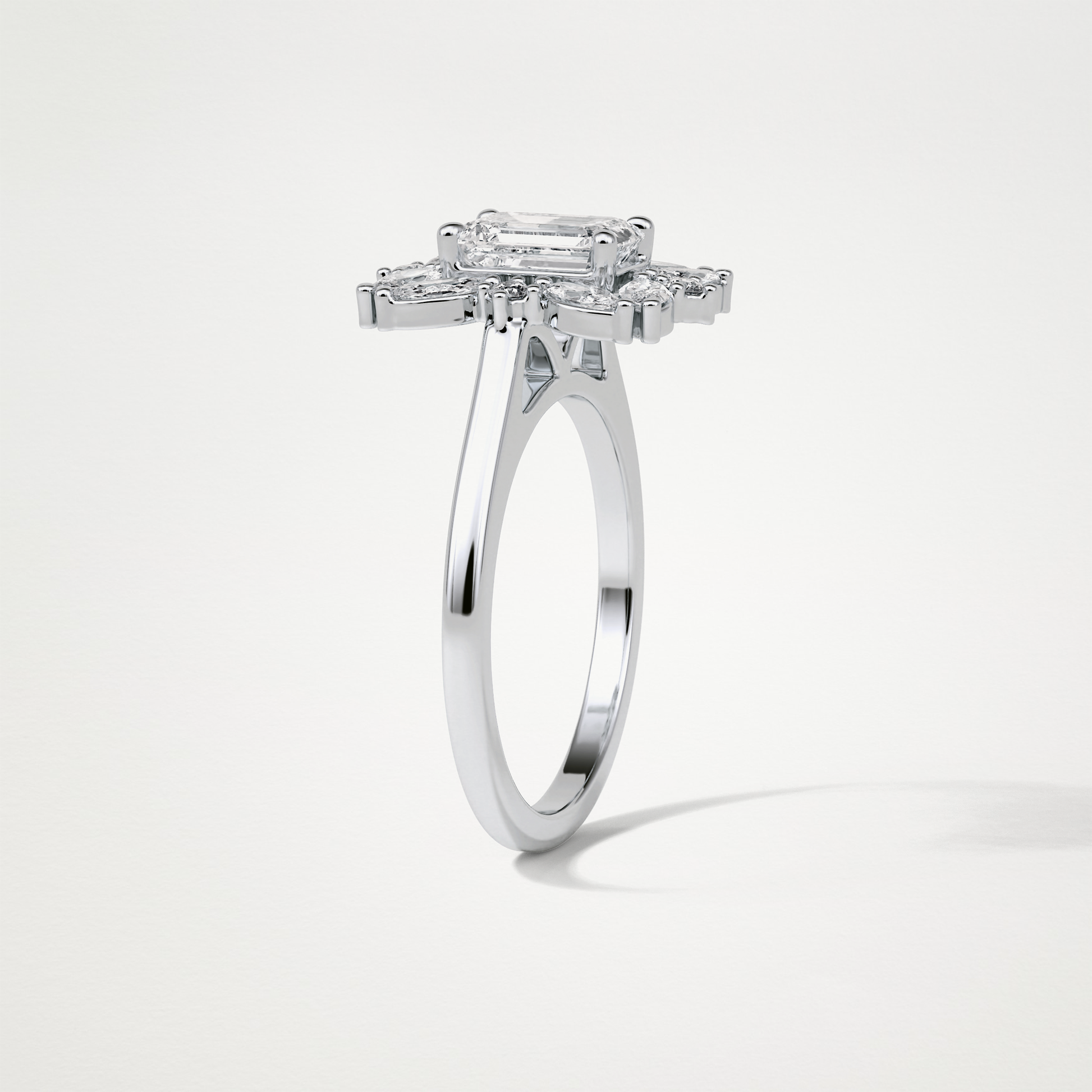 Emerald Cluster Lab Grown Diamond Engagement Ring