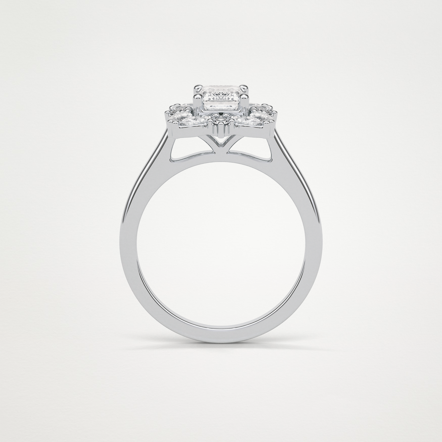 Emerald Cluster Lab Grown Diamond Engagement Ring