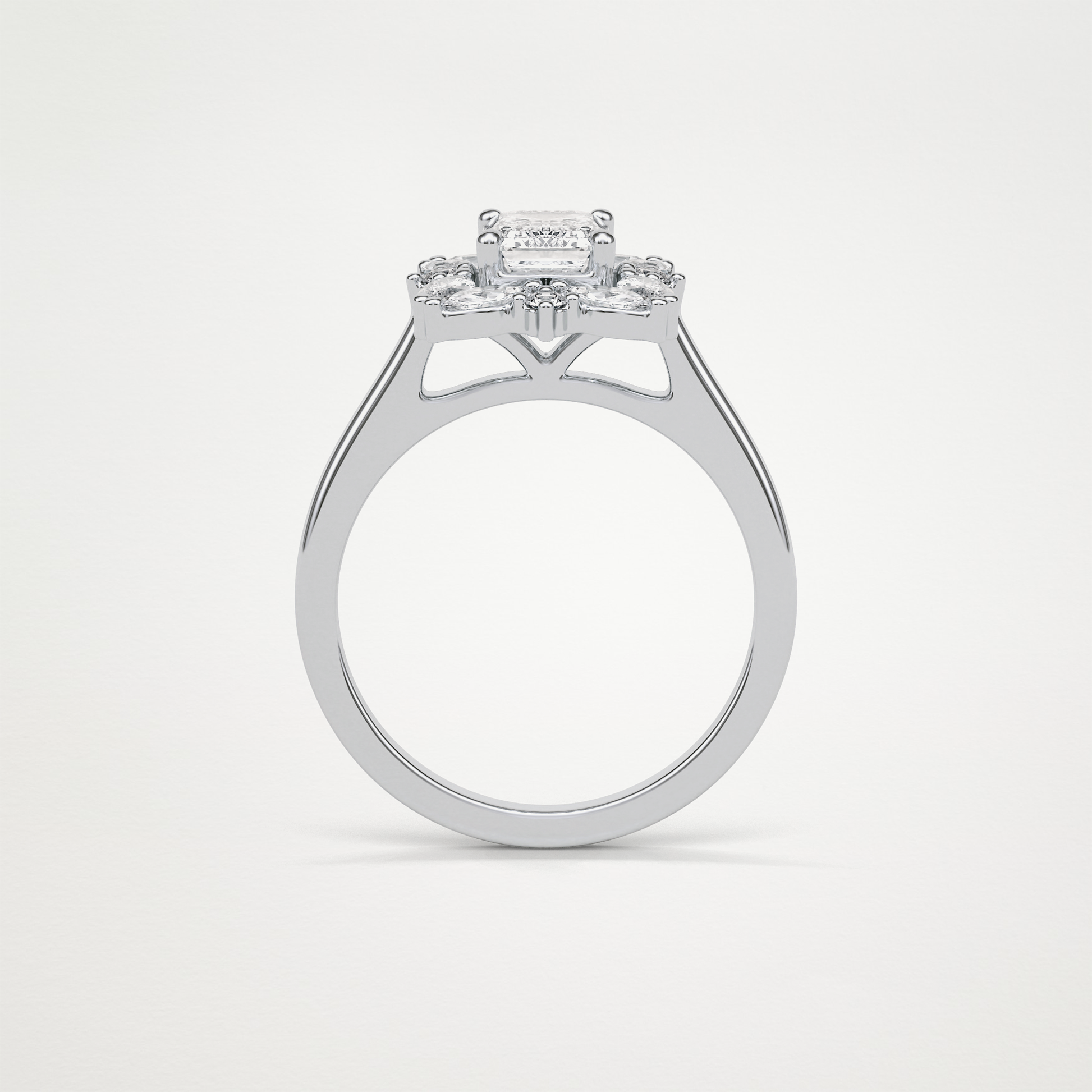 Emerald Cluster Lab Grown Diamond Engagement Ring