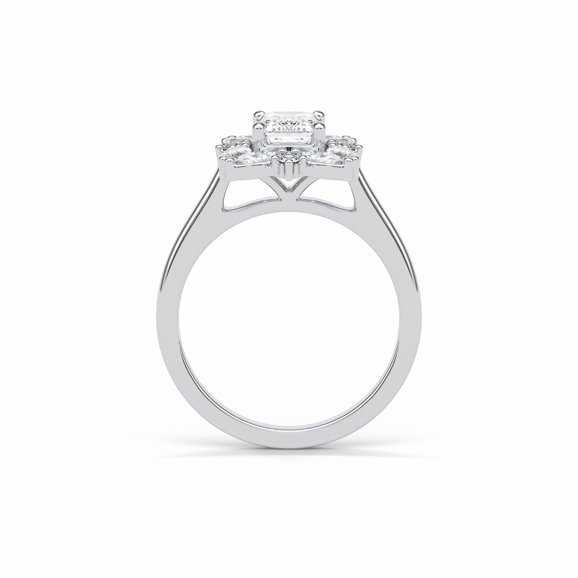 Emerald Cluster Lab Grown Diamond Engagement Ring