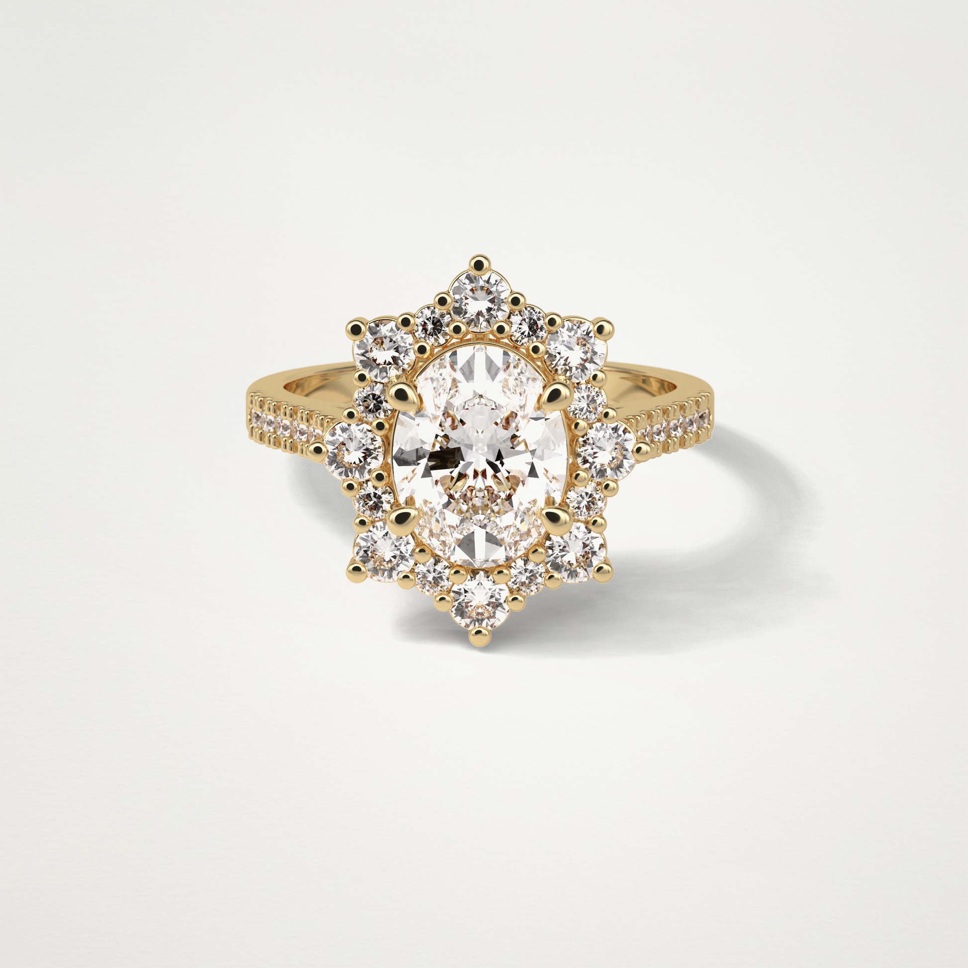 Oval Pave & Halo Lab Grown Diamond Engagement Ring