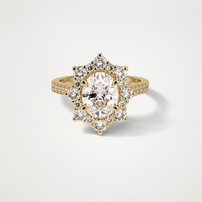 Oval Pave & Halo Lab Grown Diamond Engagement Ring