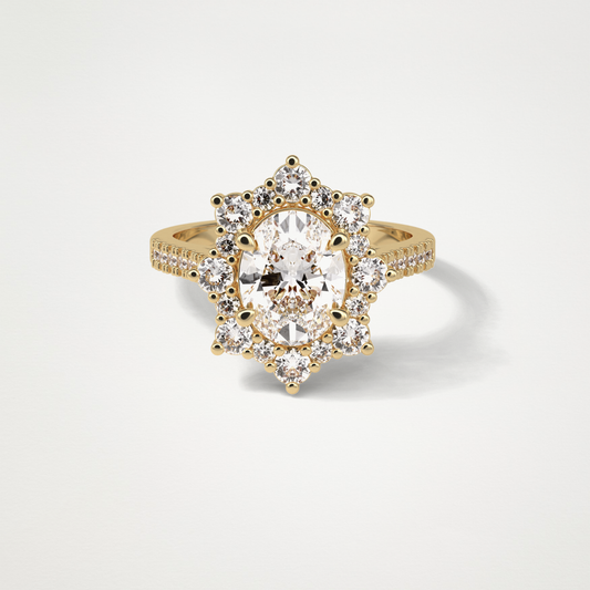 Oval Pave & Halo Lab Grown Diamond Engagement Ring