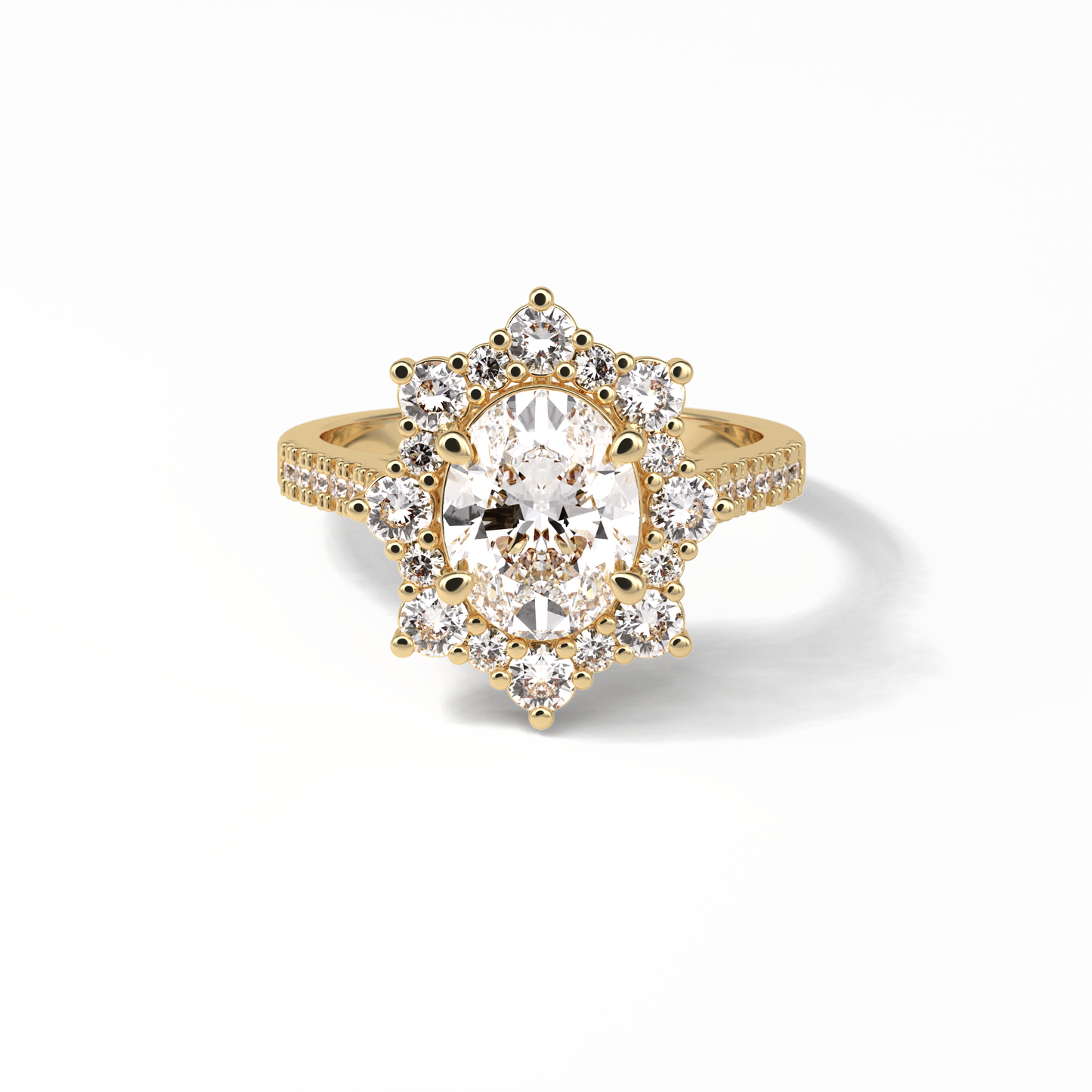 Oval Pave & Halo Lab Grown Diamond Engagement Ring