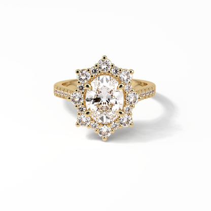 Oval Pave & Halo Lab Grown Diamond Engagement Ring