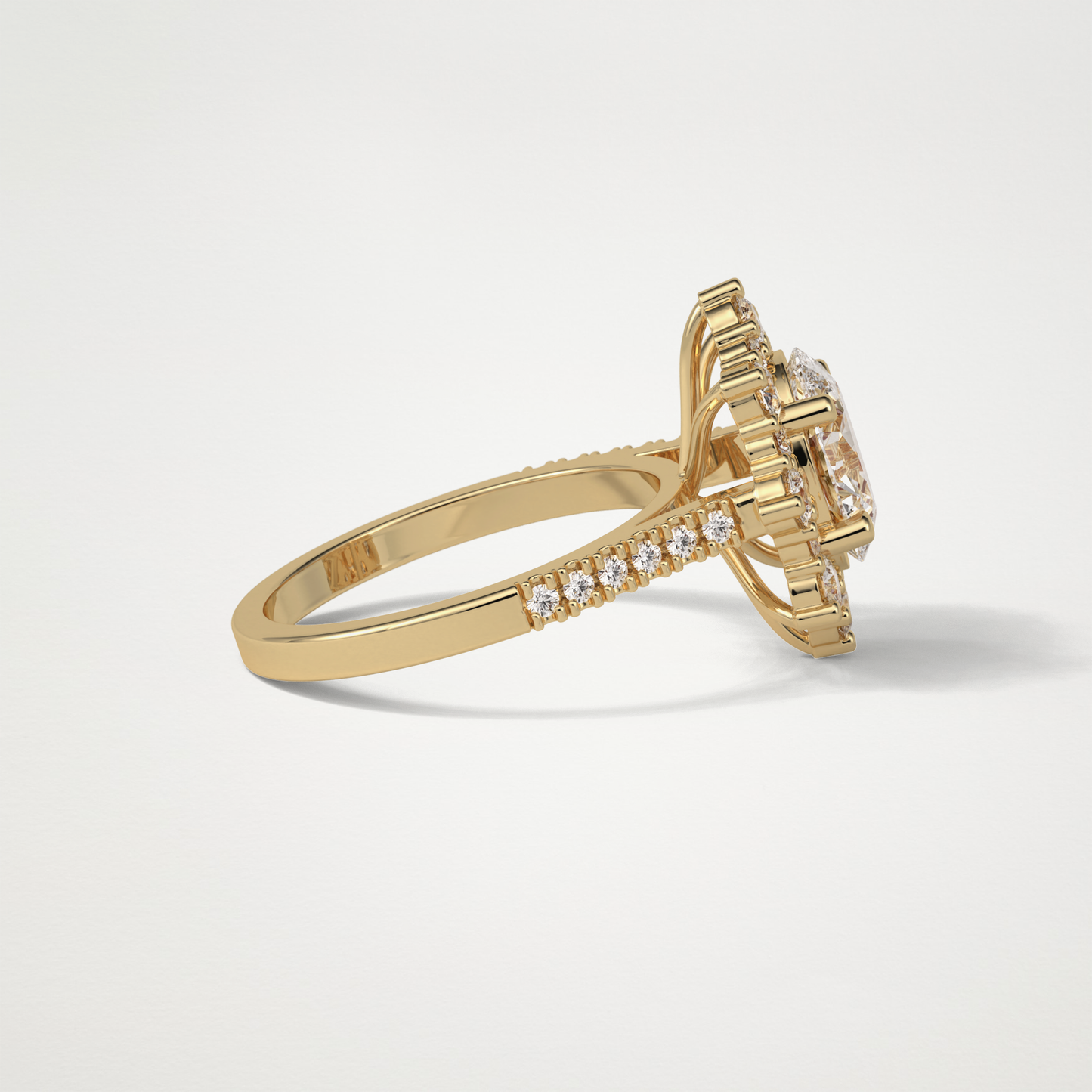 Oval Pave & Halo Lab Grown Diamond Engagement Ring