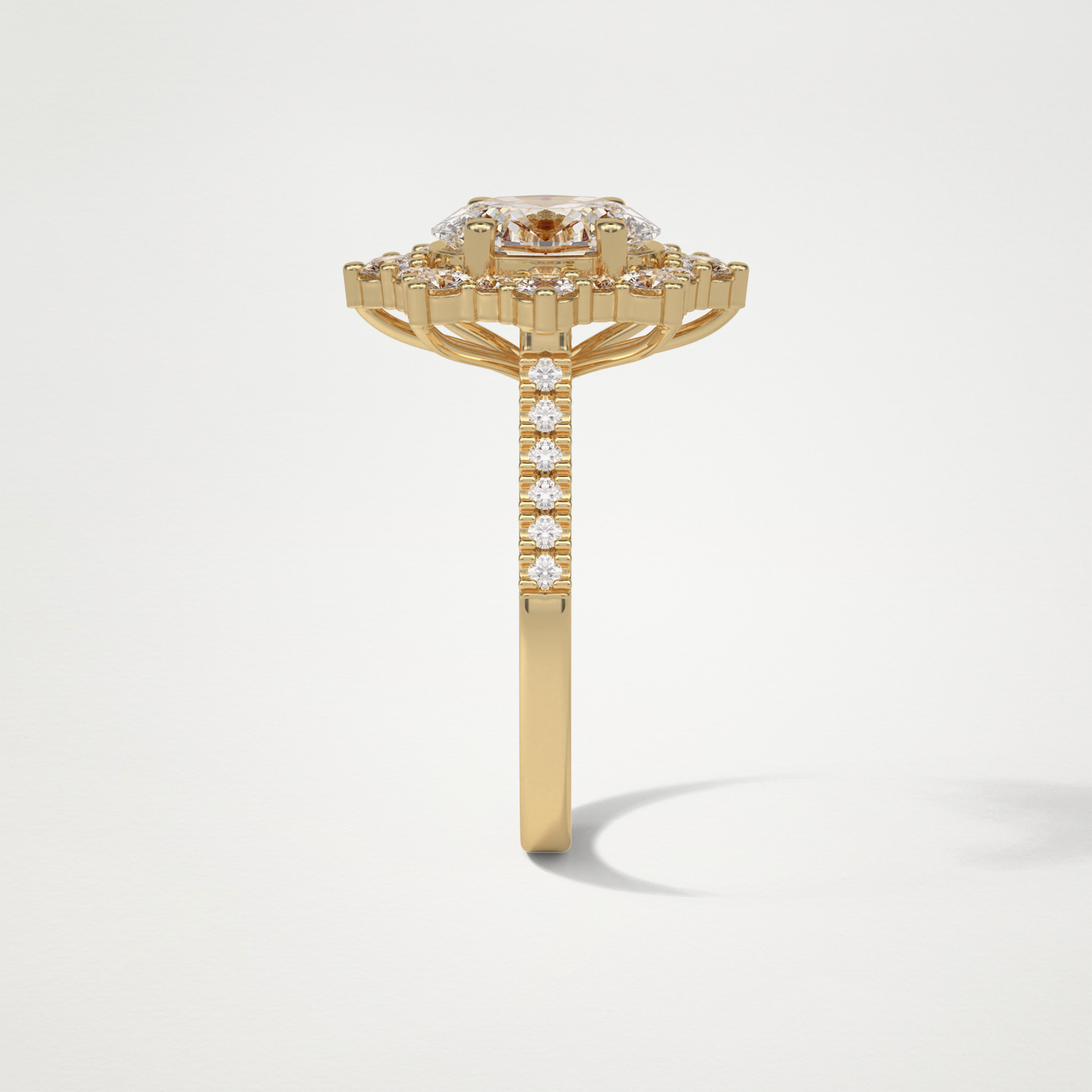 Oval Pave & Halo Lab Grown Diamond Engagement Ring