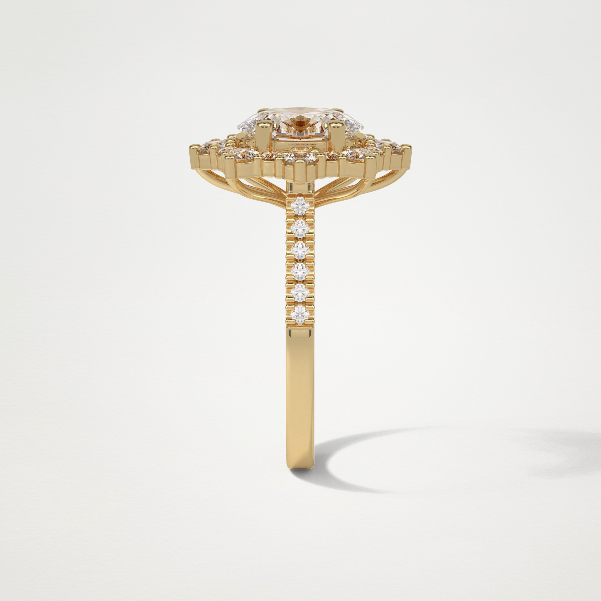 Oval Pave & Halo Lab Grown Diamond Engagement Ring