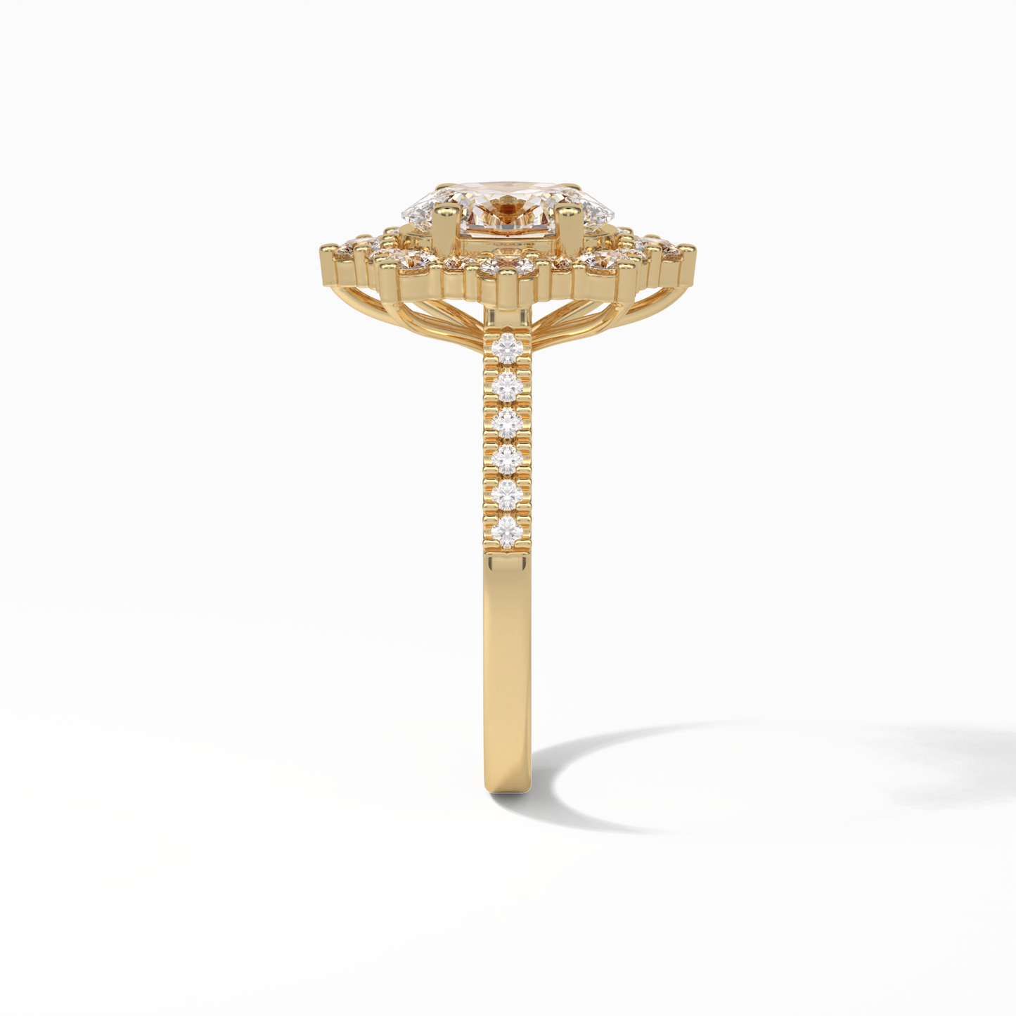 Oval Pave & Halo Lab Grown Diamond Engagement Ring