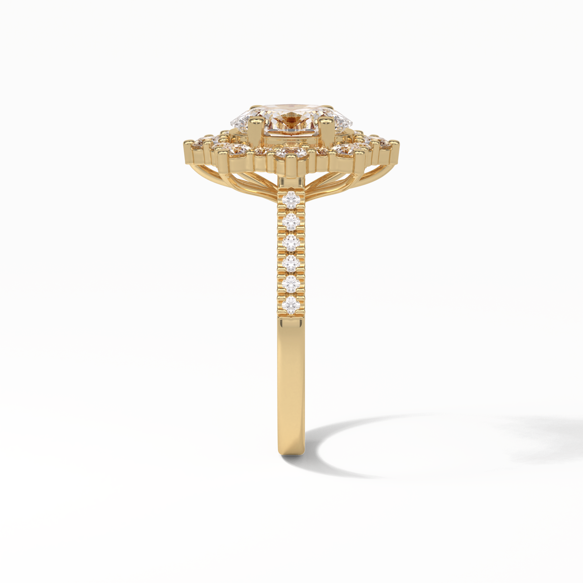 Oval Pave & Halo Lab Grown Diamond Engagement Ring