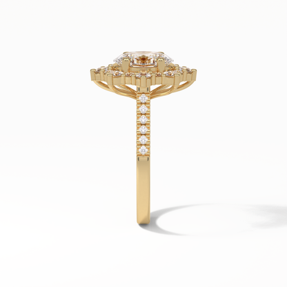 Oval Pave & Halo Lab Grown Diamond Engagement Ring