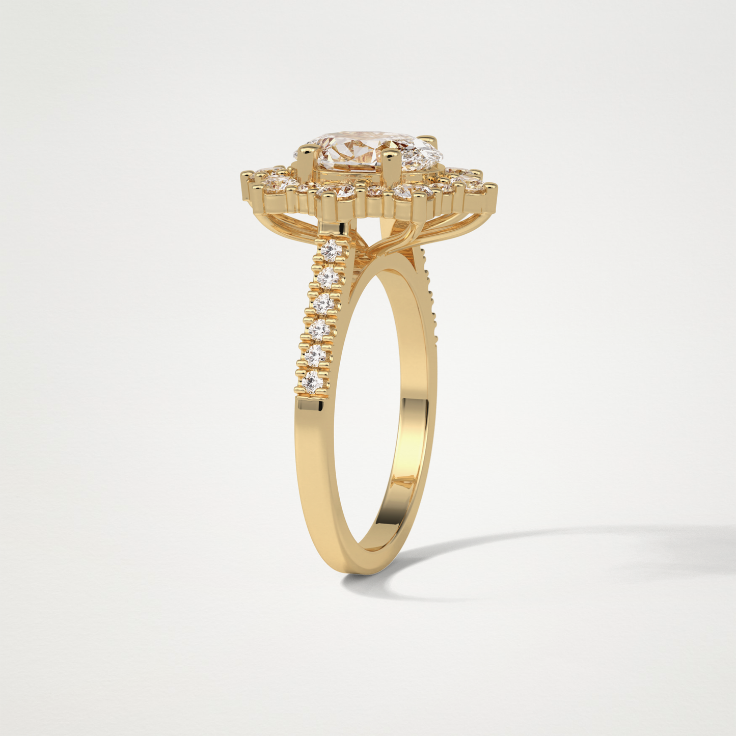 Oval Pave & Halo Lab Grown Diamond Engagement Ring
