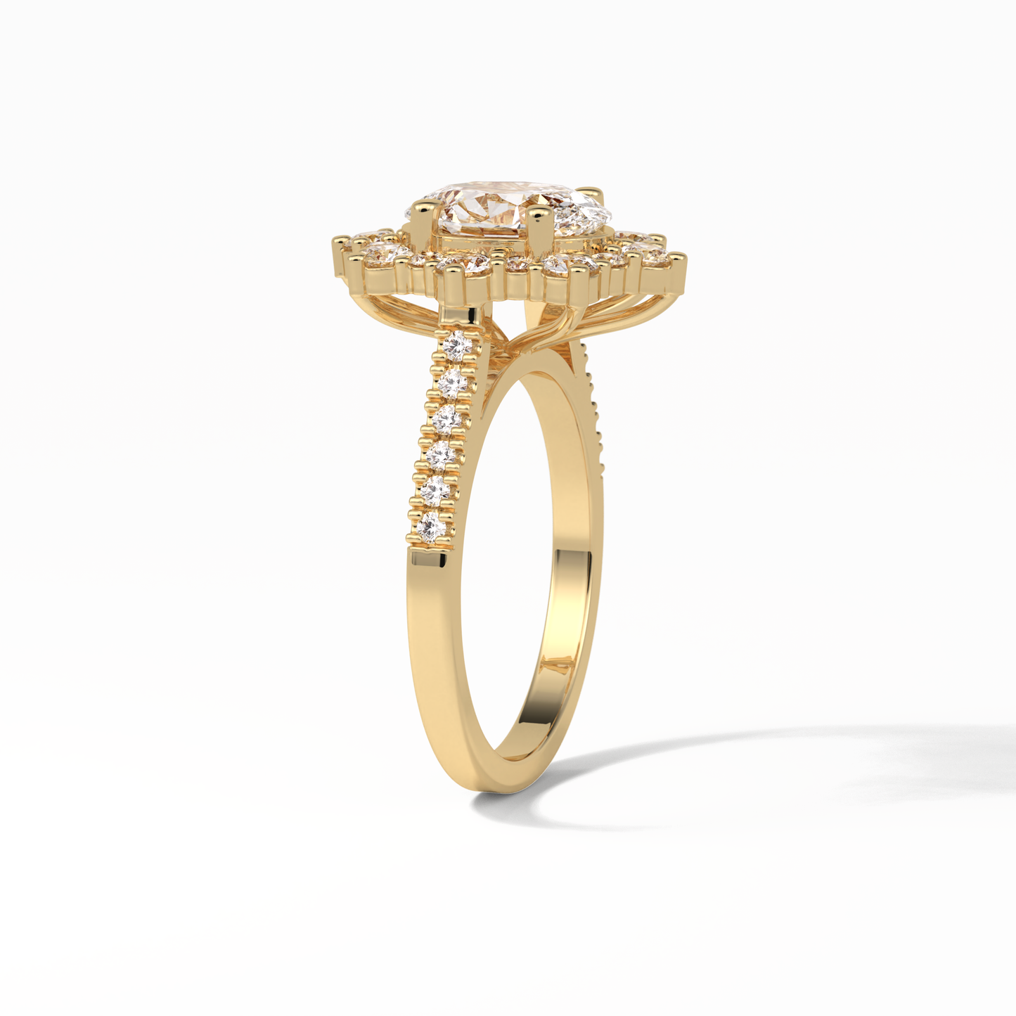 Oval Pave & Halo Lab Grown Diamond Engagement Ring