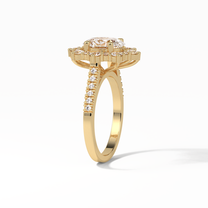 Oval Pave & Halo Lab Grown Diamond Engagement Ring