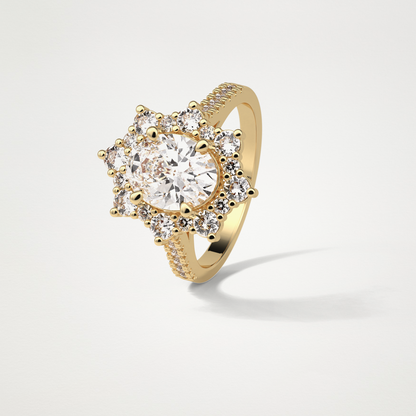Oval Pave & Halo Lab Grown Diamond Engagement Ring