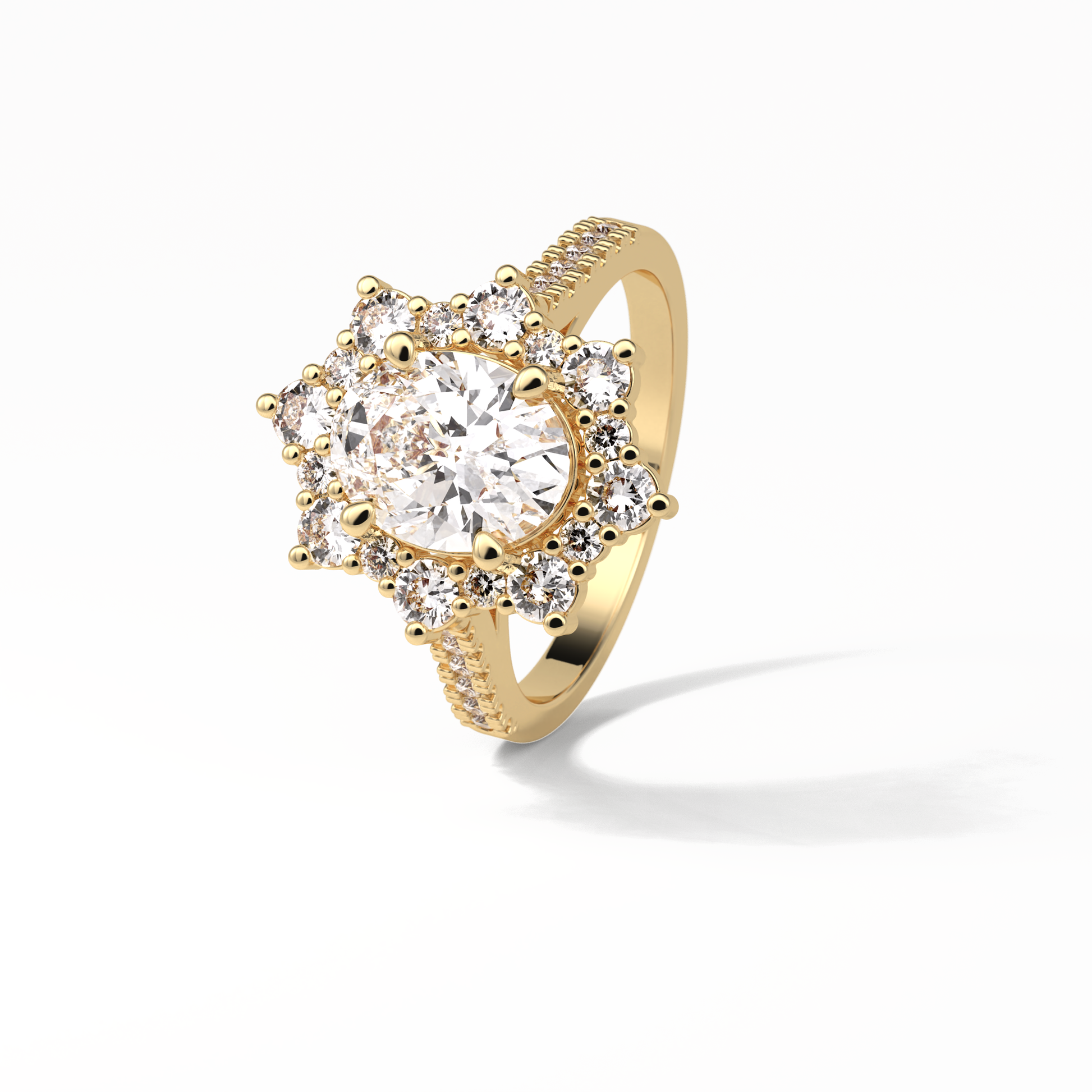 Oval Pave & Halo Lab Grown Diamond Engagement Ring