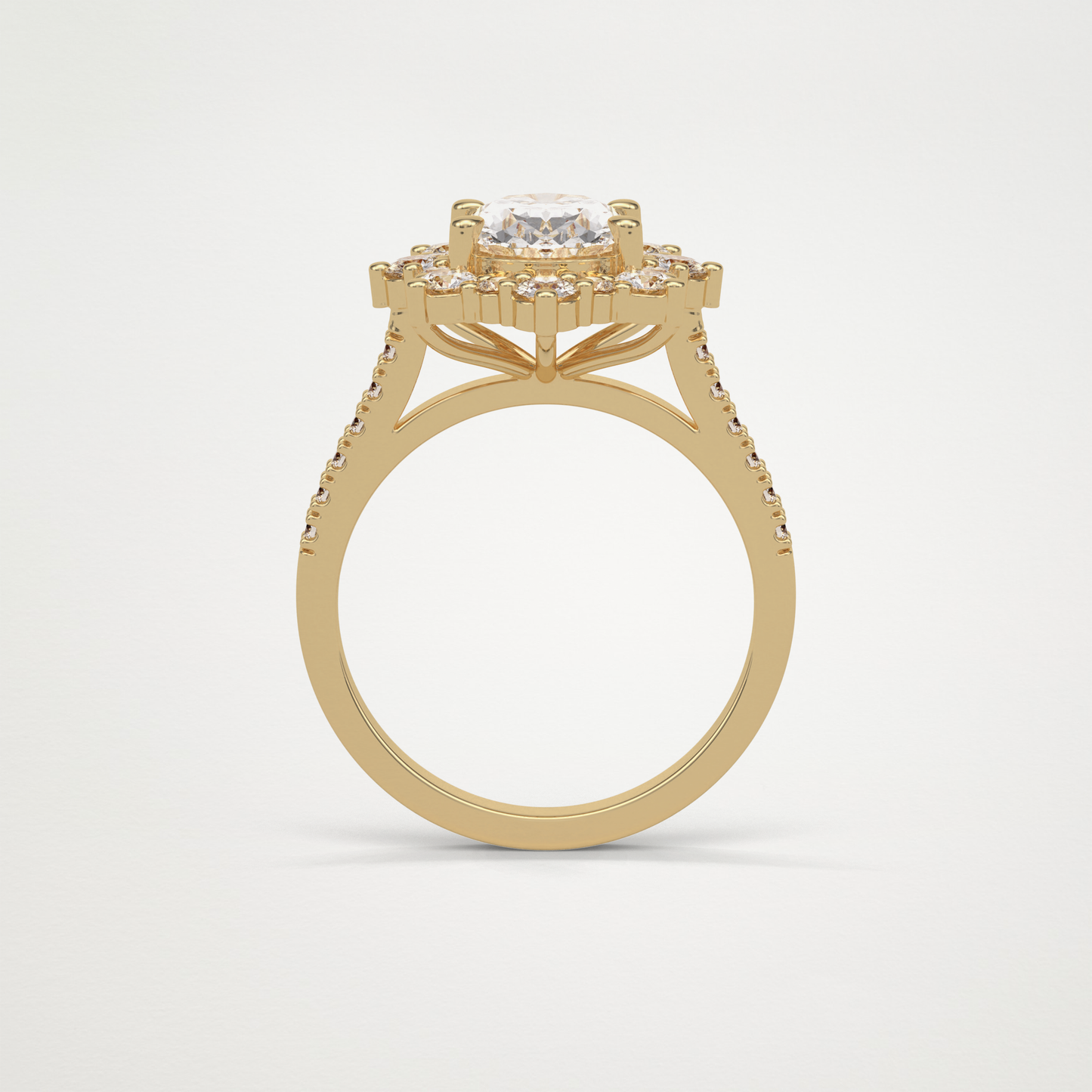 Oval Pave & Halo Lab Grown Diamond Engagement Ring