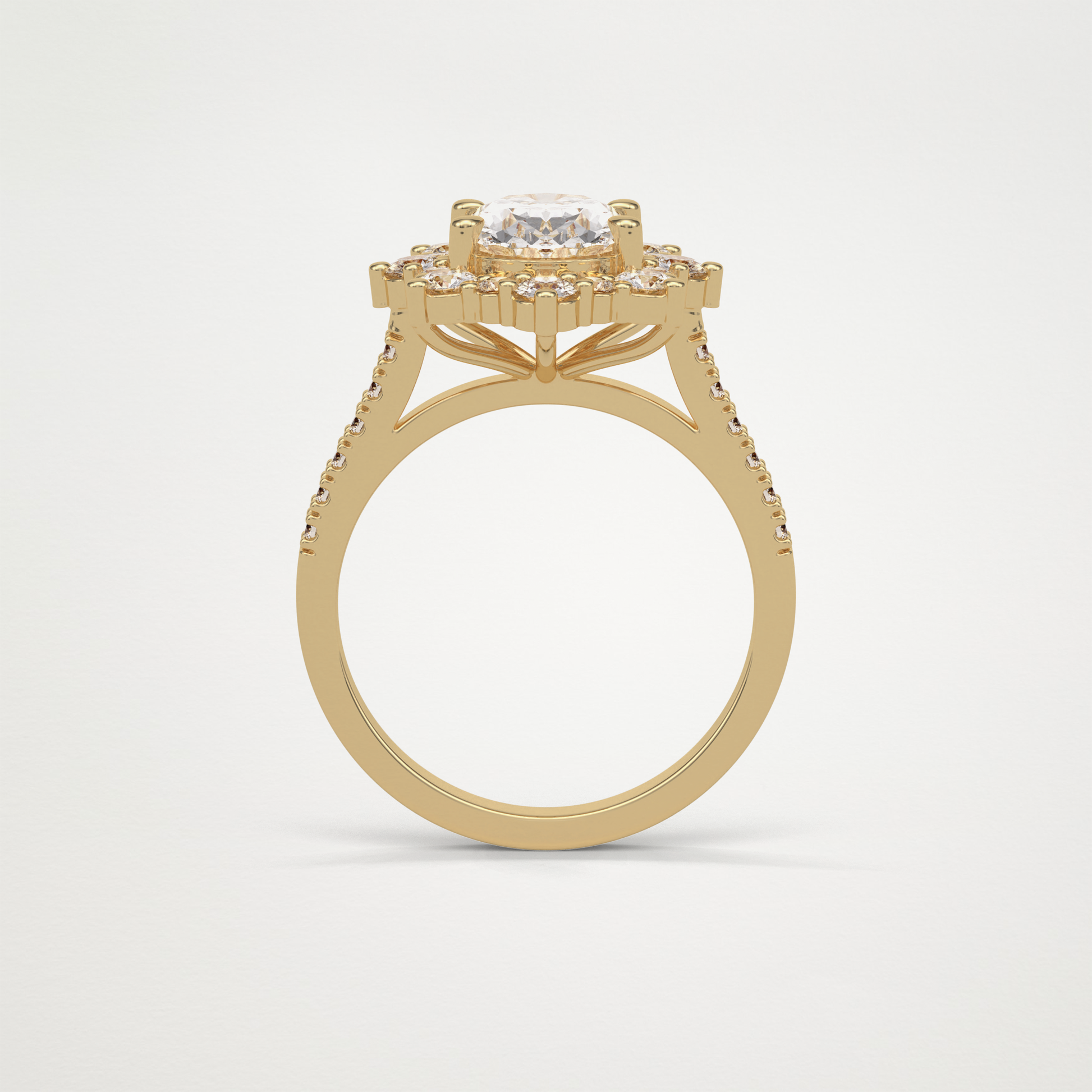 Oval Pave & Halo Lab Grown Diamond Engagement Ring