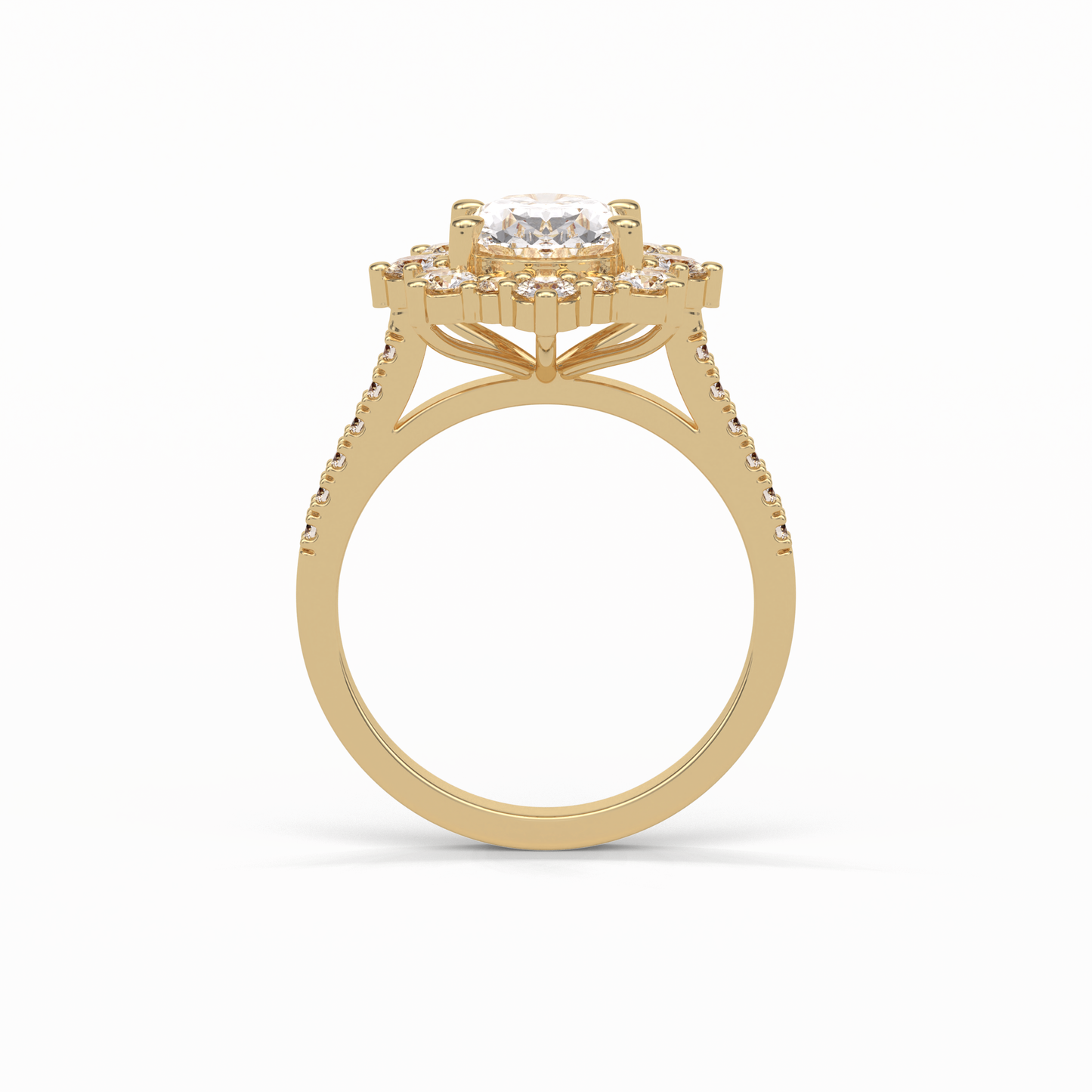 Oval Pave & Halo Lab Grown Diamond Engagement Ring