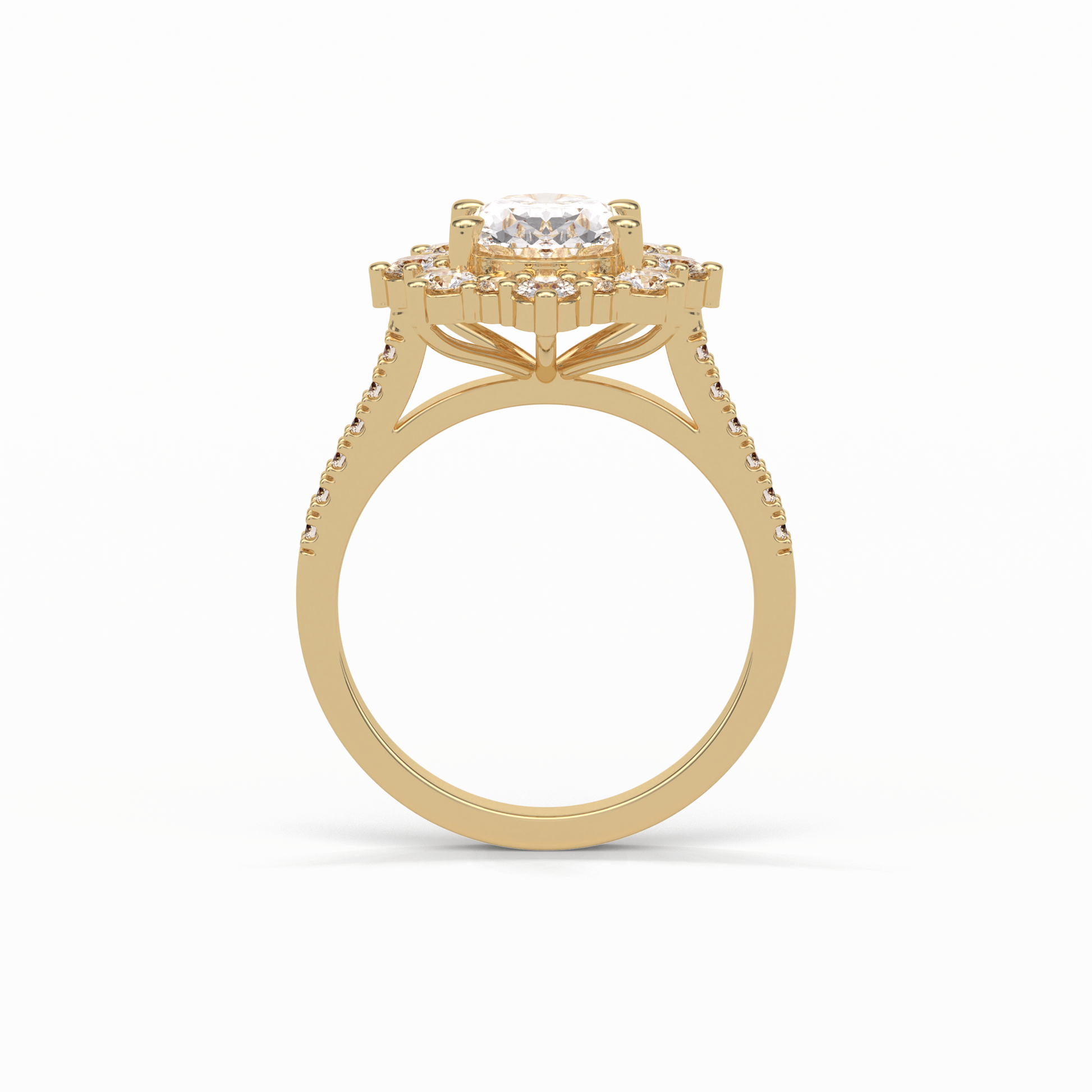 Oval Pave & Halo Lab Grown Diamond Engagement Ring