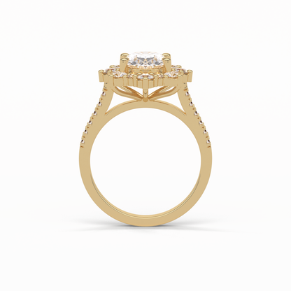 Oval Pave & Halo Lab Grown Diamond Engagement Ring