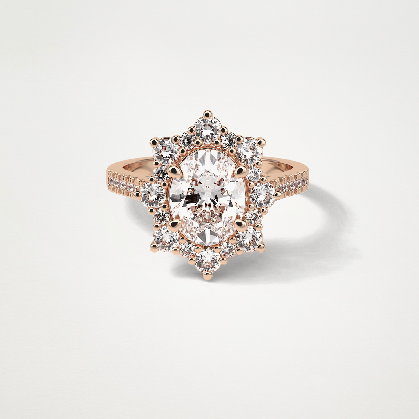 Oval Pave & Halo Lab Grown Diamond Engagement Ring